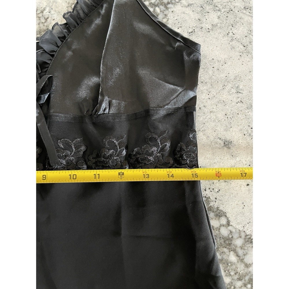 Unbranded Black Satin Lacey Slip Dress Size XL Witchy Dark Fairy Party Romantic - Picture 7 of 11